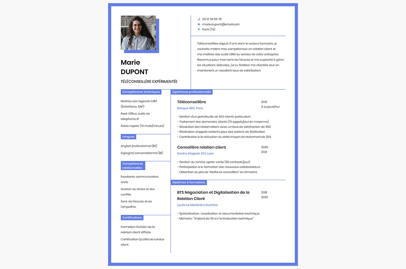 cv téléconseiller
